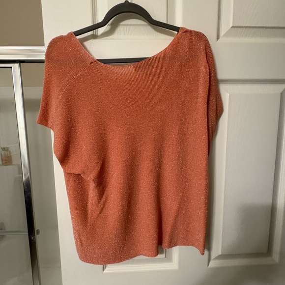 Women's Sparkling Knit Top in Orange - Picture 2 of 3